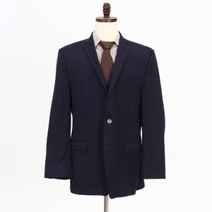 Calvin Klein 46L Navy Solid 2-Button Sport Coat Blazer Jacket V757